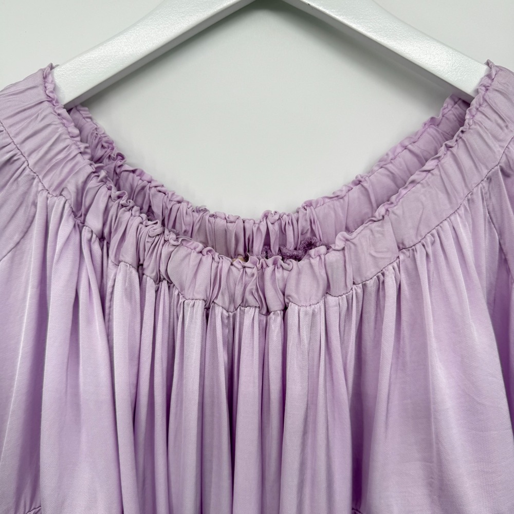 Sofia Made in Italy Top Shirt Blouse One Size Andy Off Shoulder Satin Coquette - Picture 7 of 14